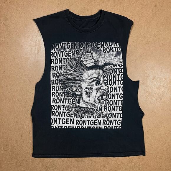 Rontgen Raw Punk Band Kopflos Chopped TShirt Cutoff Sleeveless Tank Tee Thrashed - Picture 2 of 16